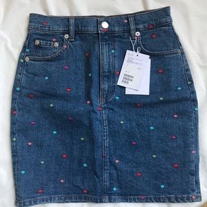 & Other Stories embroidered polka dot mini skirt